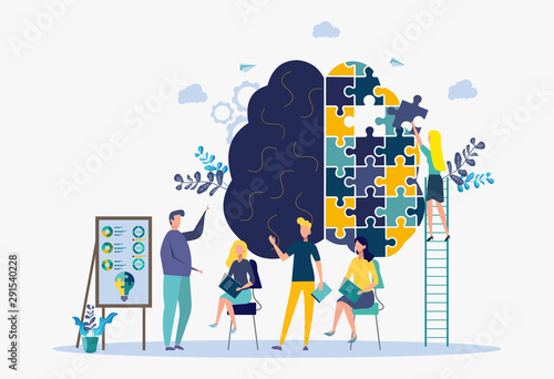 A woman puzzles a human brain. Psychology and psychotherapy session, mental healing and well-being, psychotherapist counseling mental illness and difficulties.