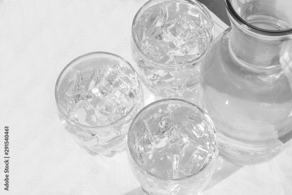 Glasses of Fresh Water and Bottle Glasses of Fresh Water and Bottle
