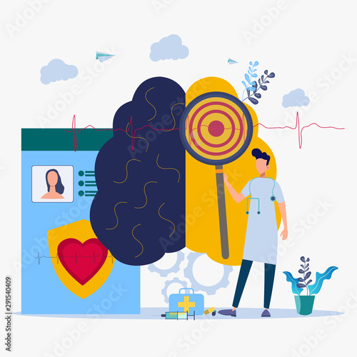 A woman puzzles a human brain. Psychology and psychotherapy session, mental healing and well-being, psychotherapist counseling mental illness and difficulties.