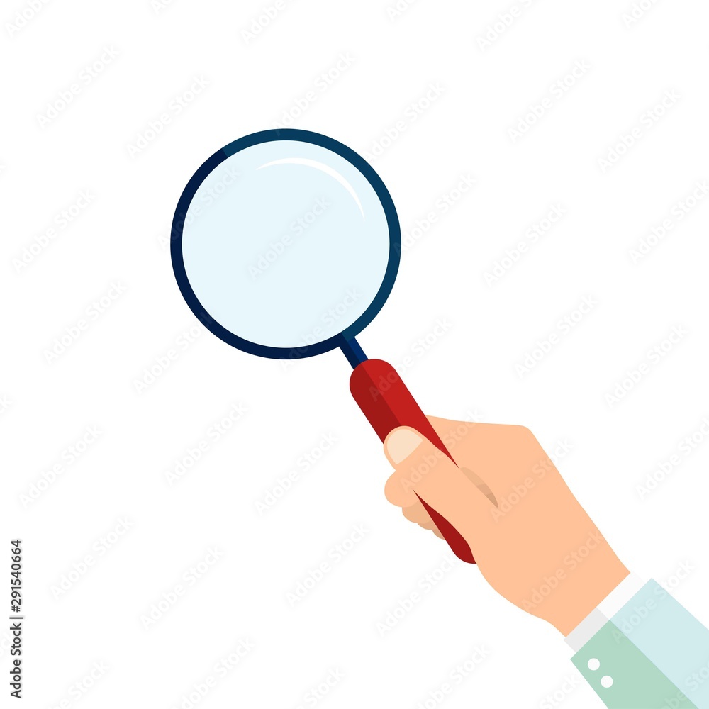Magnifying glass in hand. Stock Vector Illustration Magnifying glass in hand. Stock Vector Illustration