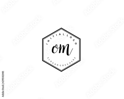 OM Initial handwriting logo vector	