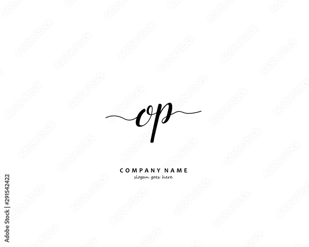 OP Initial handwriting logo vector OP Initial handwriting logo vector