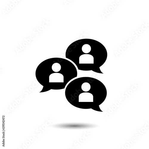 Group chat bubbles or forum discussion with multiple people chatting flat vector icon for apps