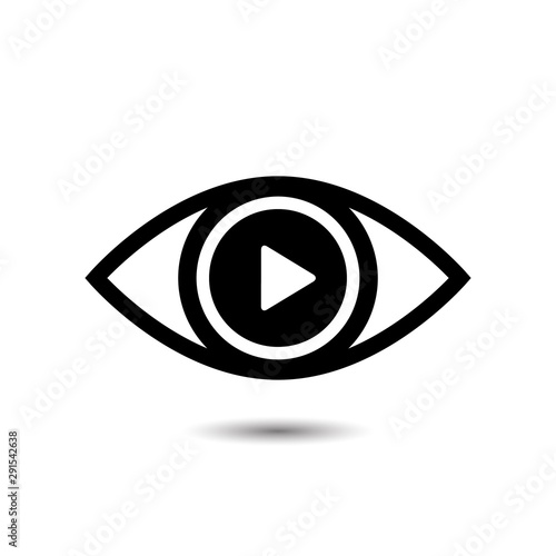 Play icon in eye. Video play icon. Vector play button icon