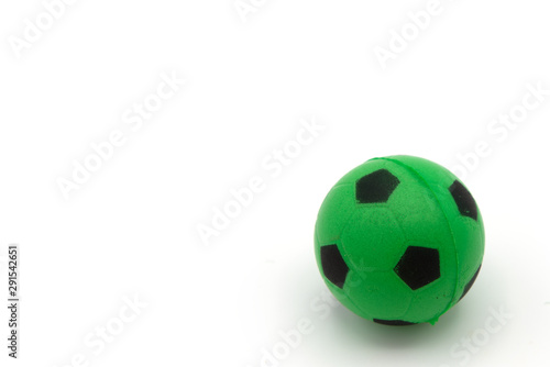 Green soccer ball isolated on white background