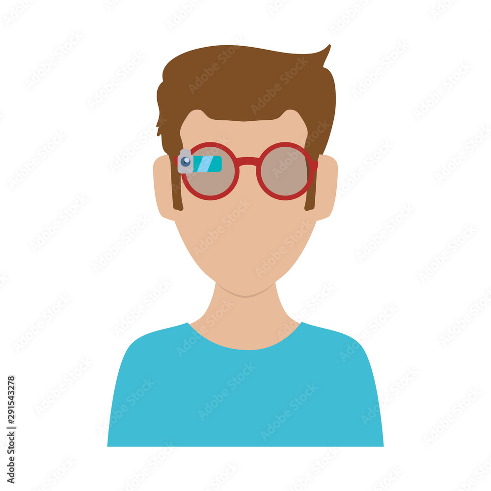 man using smartglasses tech vector illustration