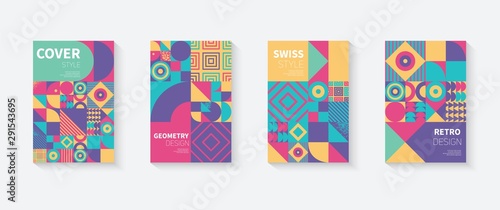 Vintage retro bauhaus design vector covers set