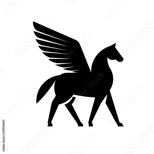 Pegasus logo vector. Stylized winged horse logo vector illustration.