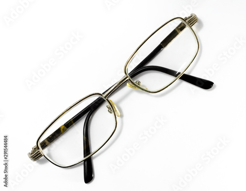 Classic Glasses and used. Top view on white background
