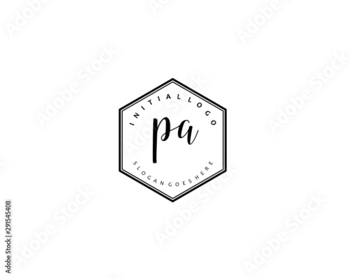 PA Initial handwriting logo vector 