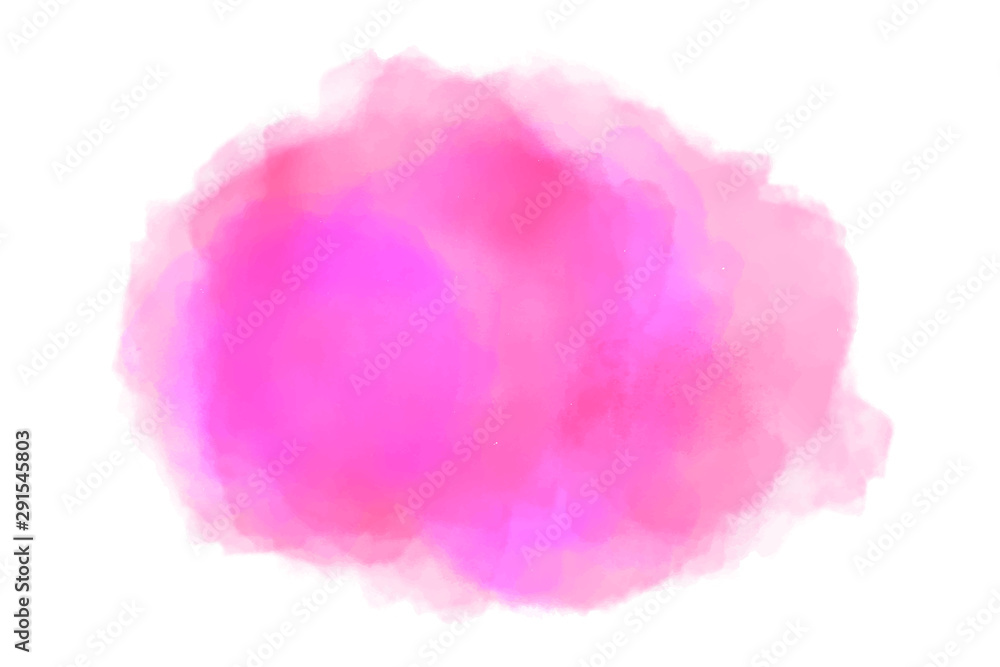 Abstract hot pink and red watercolor splash on white background