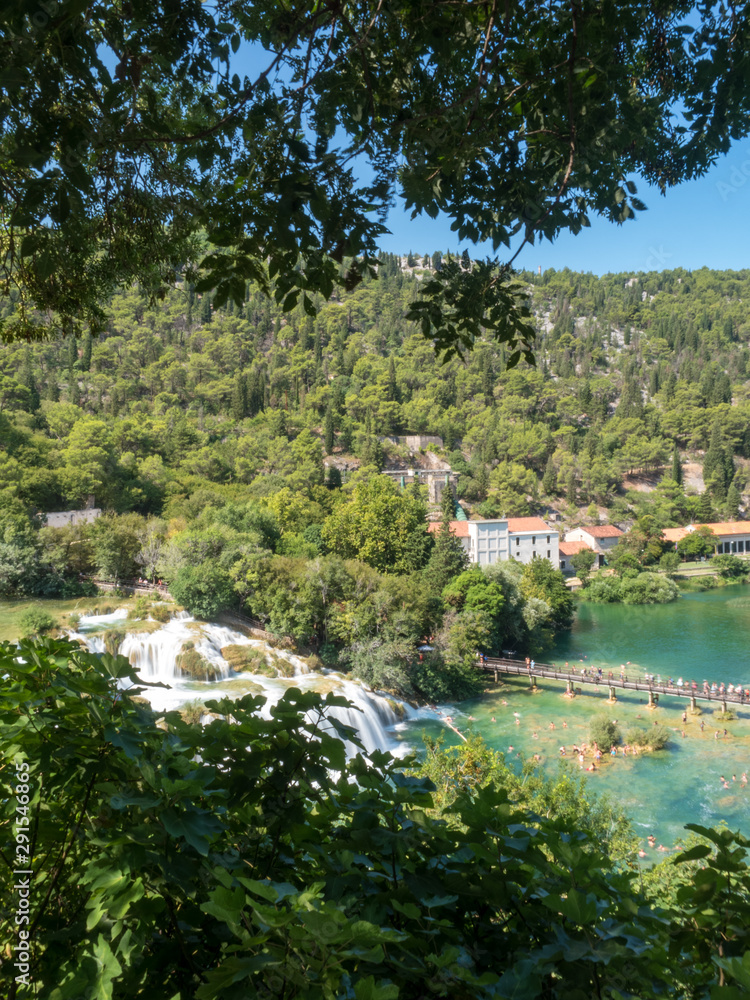 Croatia, Europe, august 2019: Beautiful Skradinski Buk Waterfall In Krka National Park - Dalmatia