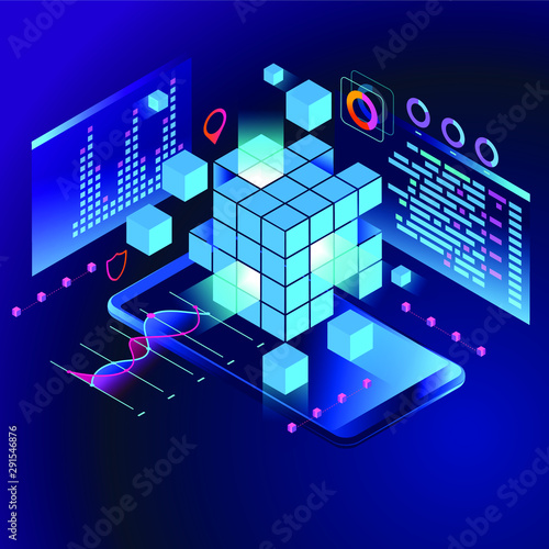 Wallpaper Mural Data statistics Web Banner. Data visualization concept. 3d isometric vector illustration. Page template.  Torontodigital.ca