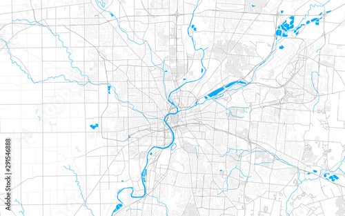Rich detailed vector map of Dayton, Ohio, USA