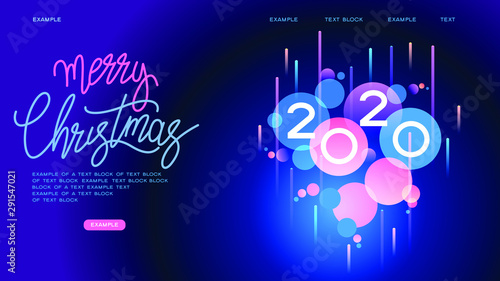 Color design with numeral 2020 and circles. Web Banner. Page template.
