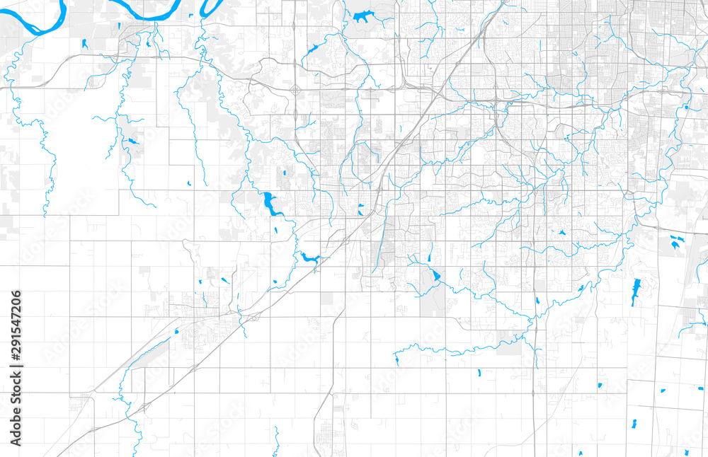 Rich detailed vector map of Olathe, Kansas, USA