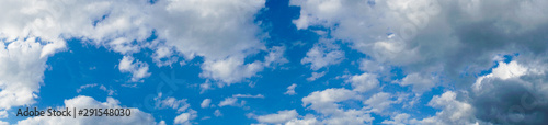 panorama of sunset blue sky with cirrus clouds