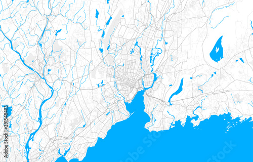 Rich detailed vector map of New Haven, Connecticut, USA