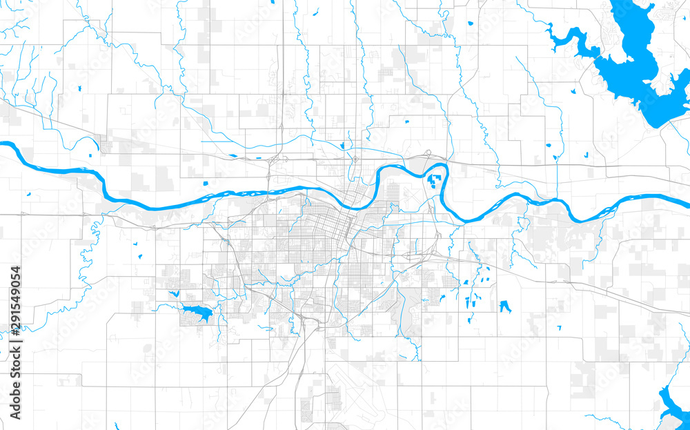 Rich detailed vector map of Topeka, Kansas, USA