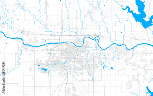 Rich detailed vector map of Topeka, Kansas, USA