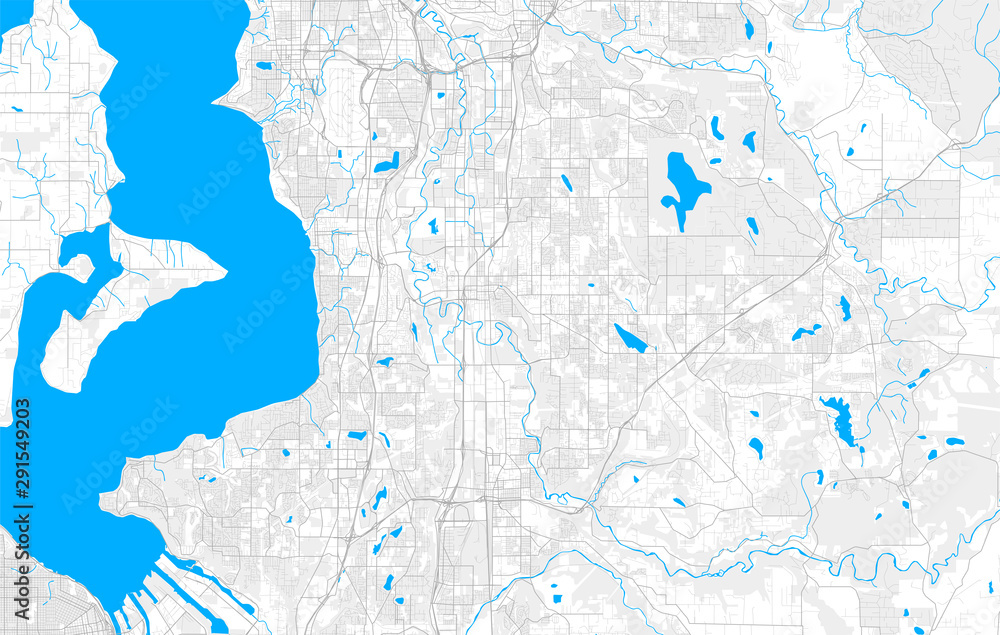Rich detailed vector map of Kent, Washington, USA