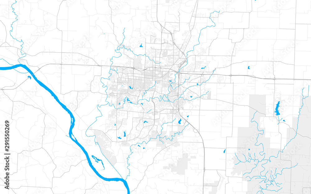Rich detailed vector map of Columbia, Missouri, USA