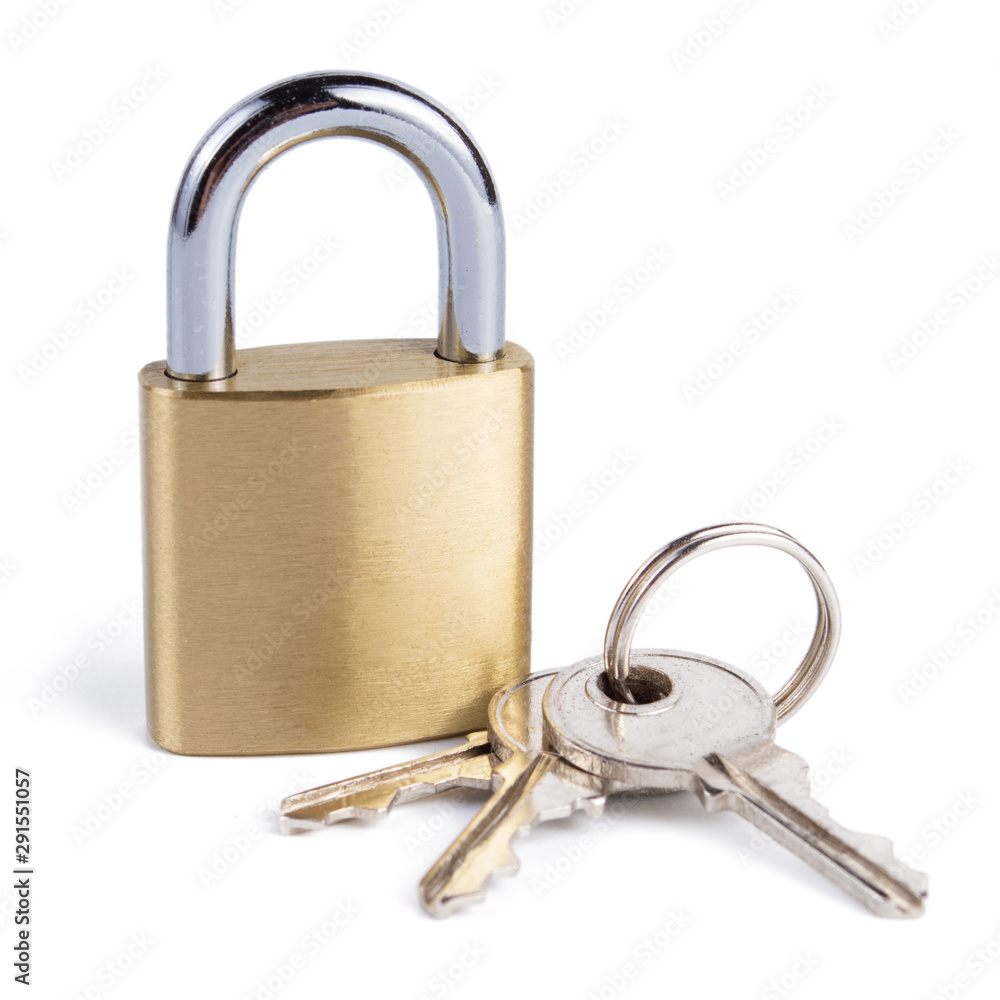 padlock with keys isolated on white background padlock with keys isolated on white background