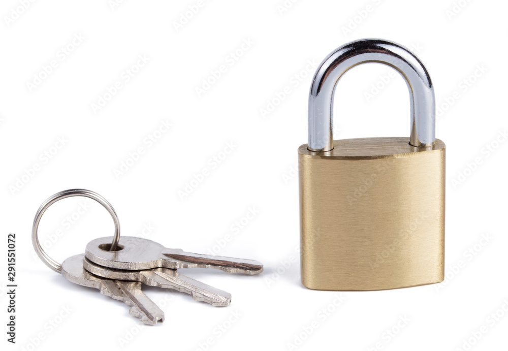 padlock with keys isolated on white background padlock with keys isolated on white background