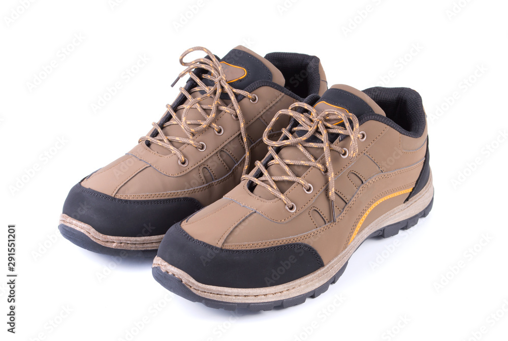 pair brown sneakers isolated on white background pair brown sneakers isolated on white background