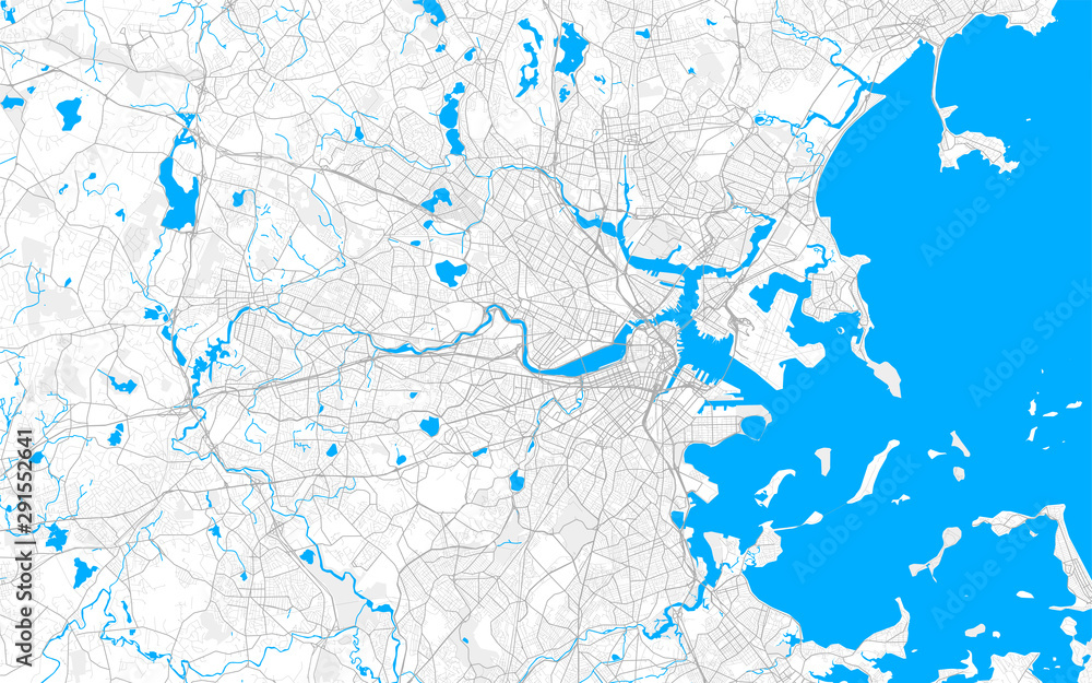Rich detailed vector map of Cambridge, Massachusetts, USA