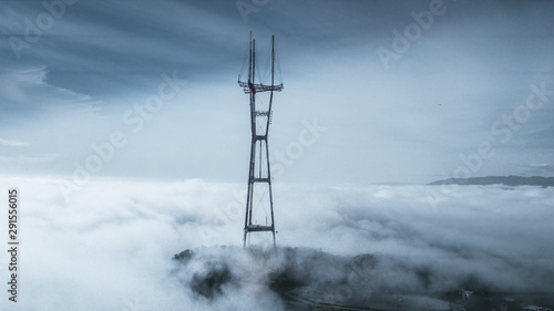 Canvas Print Sutro Tower in the fog
