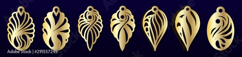 Laser cut pendants or earrings templates. Vector set