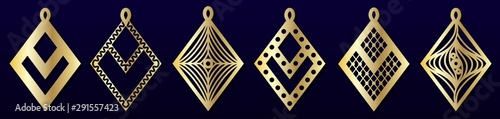 Billede på lærred Laser cut pendants or earrings templates. Vector set