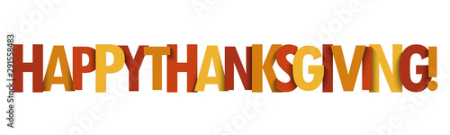 HAPPY THANKSGIVING vector typography banner in fall colors