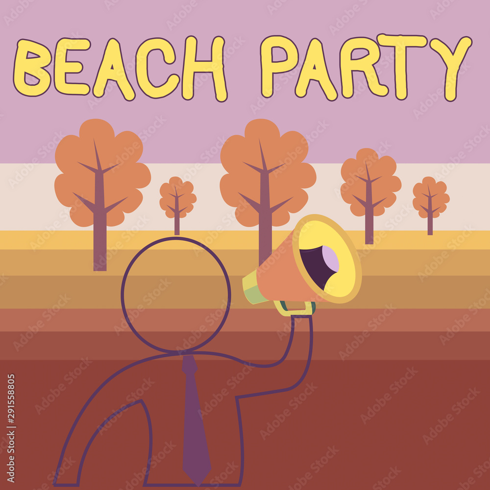 Writing note showing Beach Party. Business concept for small or big ...