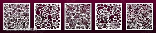 Laser cut pamels template, vector set. Abstract underwater design with seashells.