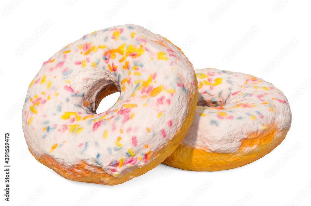 Donuts with decorative sprinkles, 3D rendering Donuts with decorative sprinkles, 3D rendering