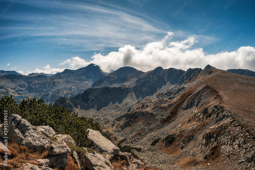 Panoramic view from Muratov peak in Pirin mountain, Bulgaria