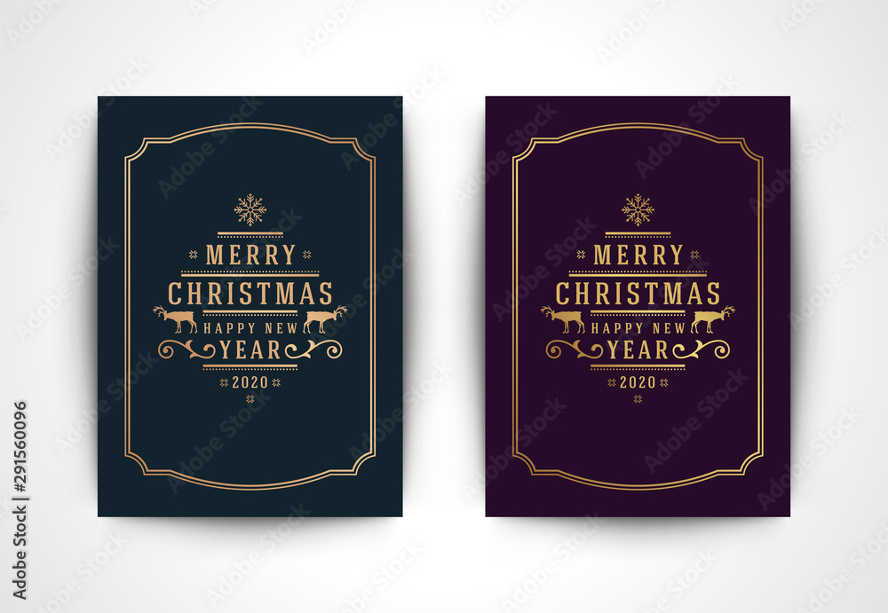 Christmas greeting card with snowflake silhouette and ornate typographic winter holidays text vector illustration.