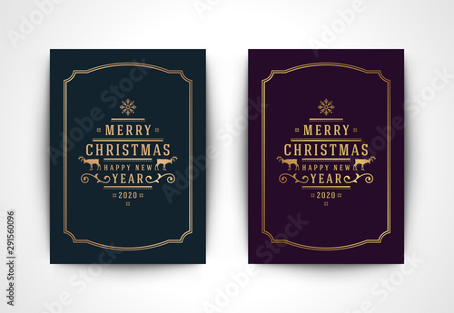 Christmas greeting card with snowflake silhouette and ornate typographic winter holidays text vector illustration.