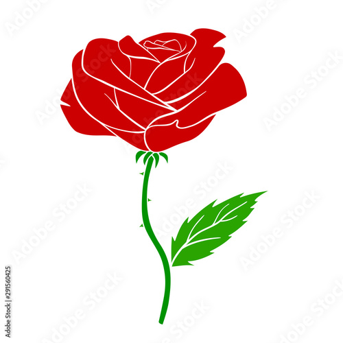 Fototapeta Naklejka Na Ścianę i Meble -  Red rose silhouette. Vector illustration isolated on white.