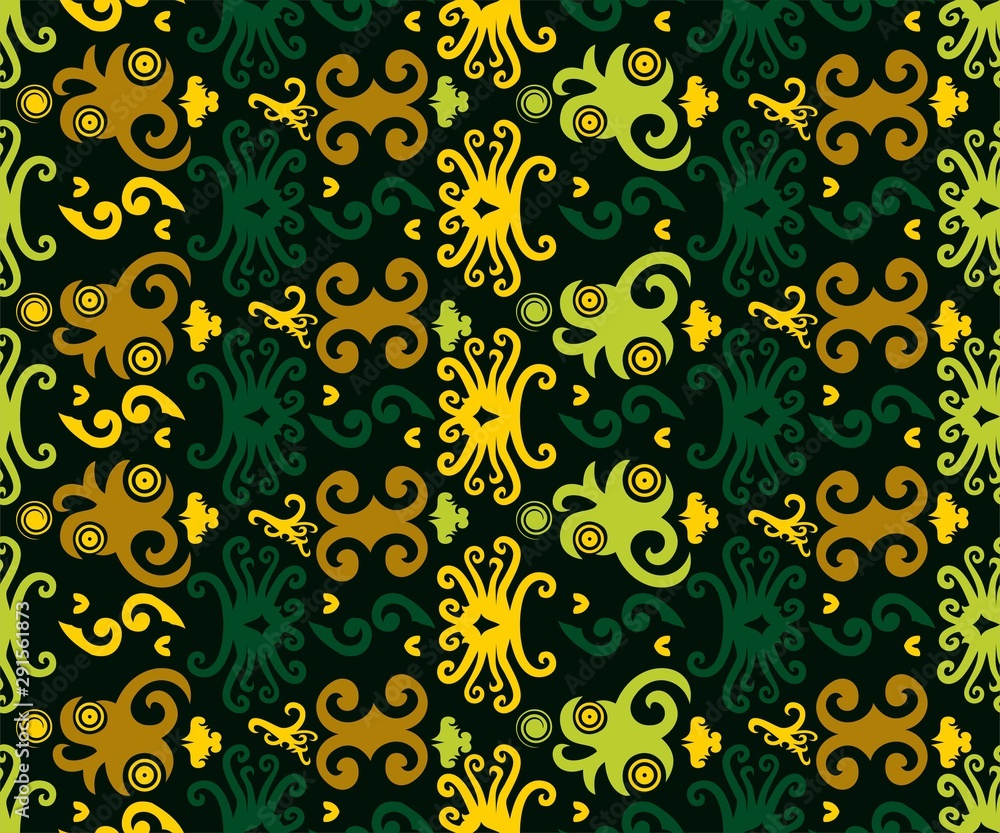 seamless pattern of dayak ethnic pattern. Traditional Indonesian fabric motif. Borneo style. vector design inspiration. Creative textile for fashion or cloth seamless pattern of dayak ethnic pattern. Traditional Indonesian fabric motif. Borneo style. vector design inspiration. Creative textile for fashion or cloth
