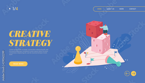 Winning Businessman Illustration for web design, banner, mobile app, landing page. Strategic planning, Teamwork concept, Business risk. People character playing board game, throwing the dice. Vector