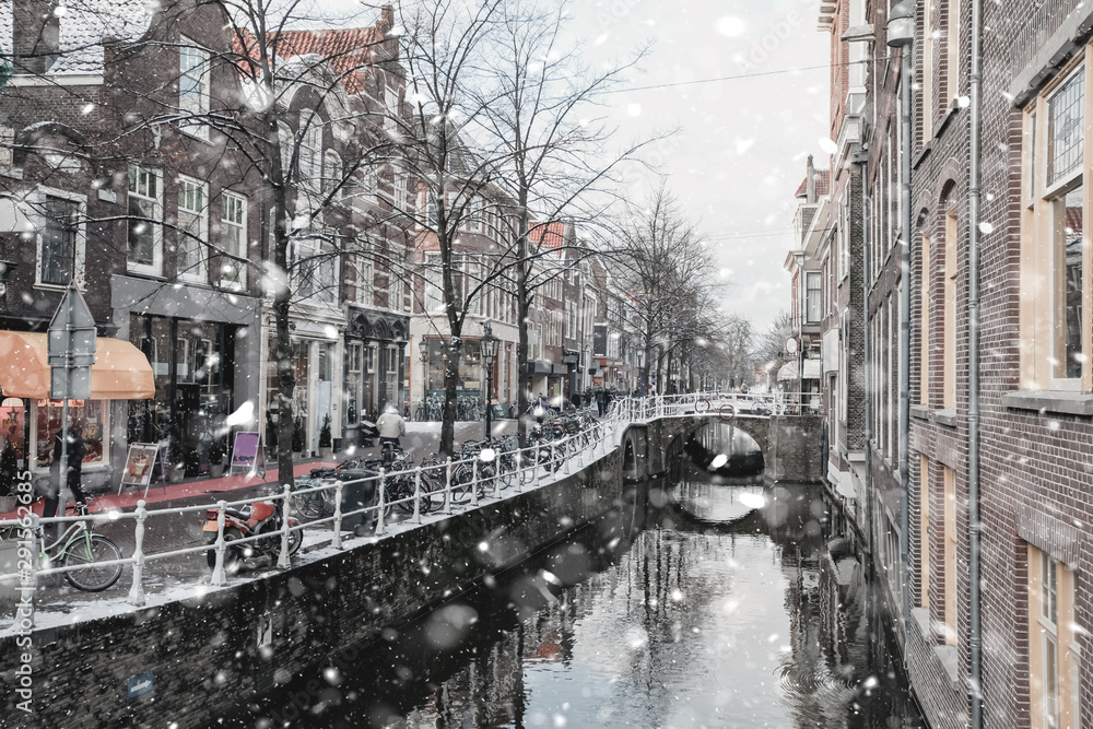Fototapeta premium Delft Netherlands residential district