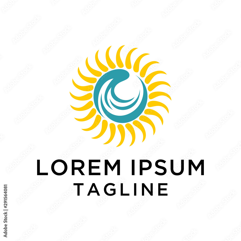 Obraz premium wave and sun logo design Template