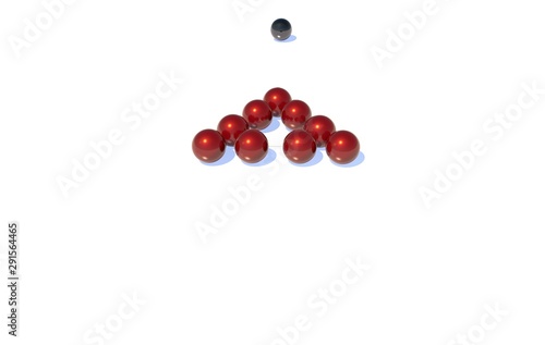 Red billiards balls. Billiard ball at blue table. Colorful American pool snooker balls background. American Billiard in bar. Close up Billiard balls. Bar game. Billiard table game.