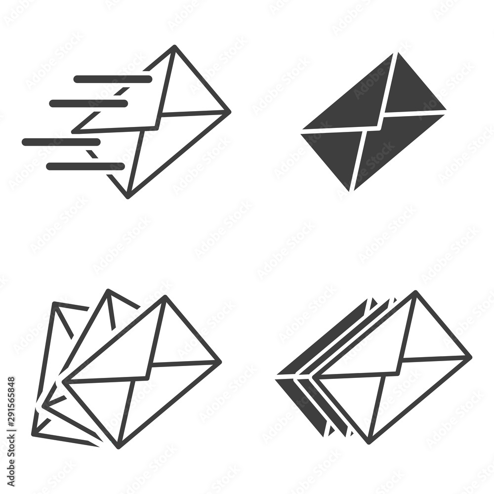 Set of icons for sending letters. Vector on a white background Set of icons for sending letters. Vector on a white background