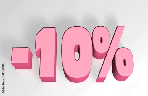 -10 percent discount. Pink number for discounts and sales.