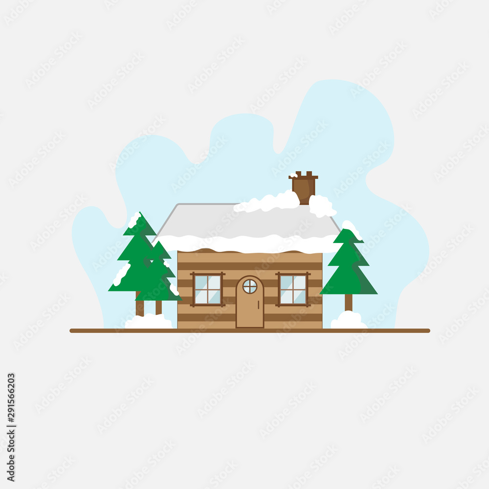 House in forest and snow, landscape background vector eps10 House in forest and snow, landscape background vector eps10