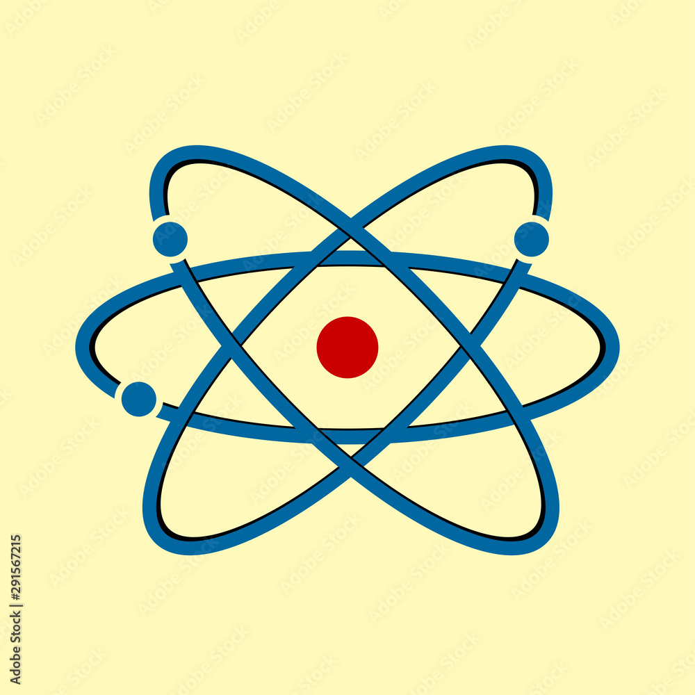 Structure of atom. Nucleus with protons, neutrons and electrons. Vector flat design Structure of atom. Nucleus with protons, neutrons and electrons. Vector flat design